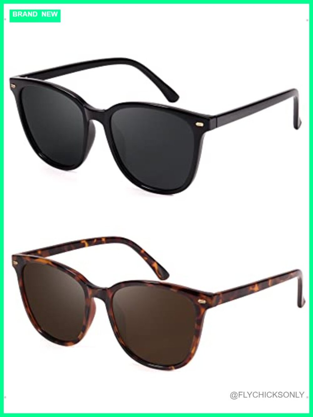 Polarized UV400 Square Sunglasses for Women 2 Pack Big Frame Fashion